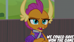 Size: 2000x1125 | Tagged: safe, edit, edited screencap, editor:quoterific, screencap, smolder, dragon, 2 4 6 greaaat, g4, cheerleader, cheerleader outfit, cheerleader smolder, clothes, dragoness, fangs, female, solo