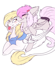 Size: 1800x2400 | Tagged: safe, artist:krissstudios, oc, oc only, oc:pandita, oc:sally lovely, pegasus, pony, chest fluff, female, lying down, mare, prone, simple background, tongue out, transparent background