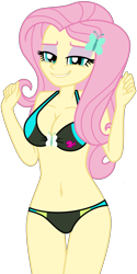Size: 3421x6851 | Tagged: safe, artist:emeraldblast63, fluttershy, human, equestria girls, g4, belly button, bikini, bikini top, breasts, busty fluttershy, cleavage, clothes, female, grin, legs together, lidded eyes, simple background, smiling, solo, stupid sexy fluttershy, swimsuit, transparent background