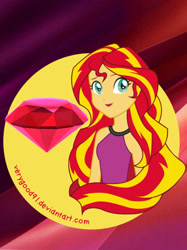 Size: 828x1105 | Tagged: safe, artist:verygood91, sunset shimmer, human, equestria girls, g4, my little pony equestria girls: rainbow rocks, bare shoulders, chaos emerald, clothes, female, looking at you, solo, sonic the hedgehog (series)