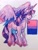 Size: 1558x2048 | Tagged: safe, artist:poniesart, twilight sparkle, alicorn, pony, g4, beard, bearded female, bilight sparkle, bisexual, bisexual pride flag, bisexuality, colored hooves, colored wings, colored wingtips, facial hair, female, mare, pride, pride flag, smiling, solo, traditional art, twilight sparkle (alicorn), unshorn fetlocks, wings