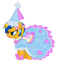 Size: 620x668 | Tagged: safe, artist:mlpfan3991, oc, oc only, oc:flare spark, pegasus, pony, g4, look before you sleep, angry, clothes, displeased, dress, female, flare spark is not amused, froufrou glittery lacy outfit, glare, gown, hat, outfit, princess, simple background, solo, transparent background, unamused, unimpressed
