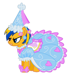 Size: 620x668 | Tagged: safe, artist:mlpfan3991, oc, oc only, oc:flare spark, pegasus, pony, g4, look before you sleep, angry, clothes, displeased, dress, female, flare spark is not amused, froufrou glittery lacy outfit, glare, gown, hat, outfit, princess, puffy sleeves, simple background, solo, transparent background, unamused, unimpressed