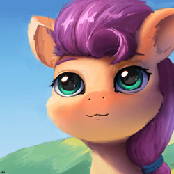 Size: 3200x3200 | Tagged: safe, artist:little_mouse, sunny starscout, earth pony, pony, g5, :3, bust, high res, portrait, solo