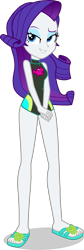 Size: 1339x3973 | Tagged: safe, alternate version, artist:dustinwatsongkx, edit, rarity, human, equestria girls, g4, my little pony equestria girls: better together, accessory swap, barefoot, clothes, clothes swap, feet, female, fluttershy's one-piece swimsuit, high res, one-piece swimsuit, sandals, simple background, solo, swimsuit, swimsuit edit, swimsuit swap, transparent background, vector, wetsuit