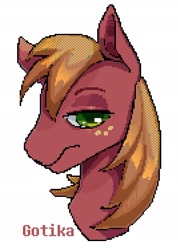 Size: 1381x1935 | Tagged: safe, artist:rottengotika, big macintosh, earth pony, pony, g4, bust, male, pixel art, signature, simple background, solo, stallion, white background