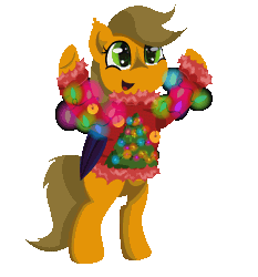 Size: 1358x1456 | Tagged: safe, artist:juliana, oc, oc only, oc:summer dawn, bat pony, pony, animated, bat pony oc, christmas, christmas sweater, clothes, holiday, simple background, solo, sweater, transparent background