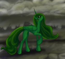 Size: 1000x908 | Tagged: safe, artist:opal2023, alicorn, pony, fallout equestria, artificial alicorn, green, green alicorn (fo:e), solo