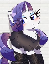 Size: 1726x2264 | Tagged: safe, artist:leo19969525, rarity, pony, unicorn, g4, black dress, blushing, chest fluff, clothes, cute, dress, female, leopard print, looking at you, mare, raribetes, smiling, socks, solo