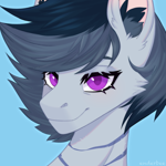 Size: 2048x2048 | Tagged: safe, artist:enderbee, oc, oc only, oc:engel, pegasus, pony, blue background, bust, colored, ear fluff, icon, looking at you, portrait, simple background, sketch, smiling, smiling at you, solo, wings