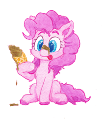 Size: 1138x1369 | Tagged: safe, artist:lost marbles, pinkie pie, earth pony, pony, g4, cute, female, food, ice cream, ice cream cone, simple background, solo, tongue out, traditional art, white background