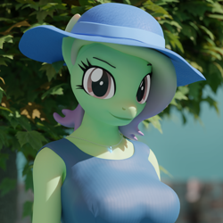 Size: 3000x3000 | Tagged: safe, artist:dangerousdpad, oc, oc:green screen, pegasus, anthro, 3d, blender, blender cycles, clothes, dress, hat, high res, jewelry, necklace, pegasus oc, solo, sun hat