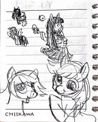 Size: 1062x1327 | Tagged: safe, artist:anonymare, derpy hooves, twilight sparkle, pony, anthro, g4, sketch, sketch dump, solo, traditional art