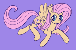 Size: 1634x1090 | Tagged: safe, artist:acura, fluttershy, pegasus, pony, g4, mare, purple background, simple background, solo