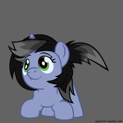 Size: 800x800 | Tagged: safe, artist:age3rcm, oc, oc only, oc:shainer shrapnel shock, pony, unicorn, animated, behaving like a dog, cute, doom equestria, equestria doom, female, gif, gray background, green eyes, horn, mare, simple background, solo, tail, tail wag