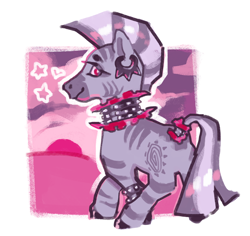 Size: 2048x1931 | Tagged: safe, artist:poniesart, zecora, pony, zebra, g4, butt, choker, ear piercing, heart, piercing, plot, solo, stars, wristband