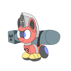 Size: 5000x5000 | Tagged: safe, artist:trackheadtherobopony, oc, oc:trackhead, original species, pony, robot, robot pony, wheelpone, atomic bomb, duct tape, nuclear weapon, simple background, solo, tape, transparent background, weapon