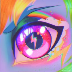 Size: 1000x1000 | Tagged: safe, artist:nettlemoth, rainbow dash, pegasus, pony, g4, close-up, cutie mark eyes, extreme close-up, eye, eyeshadow, face paint, female, looking at you, makeup, mare, solo, wingding eyes