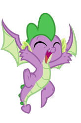 Size: 800x1214 | Tagged: safe, artist:emositecc, spike, dragon, g4, arms in the air, claws, cute, eyes closed, happy, male, open mouth, simple background, smiling, solo, spikabetes, spread wings, transparent background, winged spike, wings