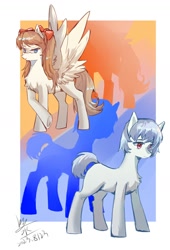 Size: 700x1030 | Tagged: safe, artist:ziyang02915, earth pony, pegasus, pony, female, filly, foal, neon genesis evangelion, ponified, rei ayanami, souryuu asuka langley