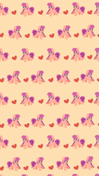 Size: 3500x6200 | Tagged: safe, artist:kittyrosie, sunny starscout, earth pony, pony, g5, ><, cute, eyes closed, female, happy, heart, mare, open mouth, open smile, orange background, repeating pattern, simple background, smiling, solo, standing on two hooves, sunnybetes, tiled background, wallpaper