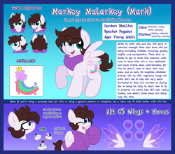 Size: 7176x6315 | Tagged: safe, artist:saveraedae, oc, oc only, oc:markey malarkey, pegasus, pony, g5, bandana, clothes, colored wings, crossover, cutie mark, gradient background, gradient wings, hoodie, hoof heart, male, ponified, reference sheet, solo, stallion, the mark side, underhoof, wings