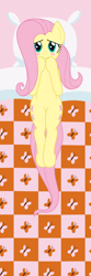 Size: 1968x5906 | Tagged: safe, artist:asiagosandwich, fluttershy, pegasus, pony, g4, body pillow, body pillow design, female, hidden wings, lying down, mare, on back, show accurate, solo, stupid sexy fluttershy