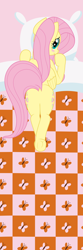 Size: 1968x5906 | Tagged: safe, artist:asiagosandwich, fluttershy, pegasus, pony, g4, body pillow, body pillow design, butt, female, femsub, flutterbutt, fluttersub, frog (hoof), lying down, mare, plot, prone, show accurate, solo, stupid sexy fluttershy, submissive, underhoof, wings