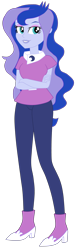 Size: 1900x6228 | Tagged: safe, artist:gmaplay, princess luna, vice principal luna, human, equestria girls, g4, belt, binder, boots, clothes, eyeshadow, female, looking at you, makeup, pants, shirt, shoes, simple background, smiling, solo, transparent background, vector