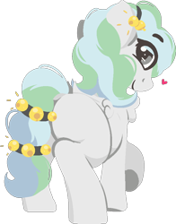 Size: 688x879 | Tagged: safe, artist:rhythmpixel, oc, oc only, oc:river chime, pegasus, pony, bells, butt, female, looking at you, looking back, looking back at you, mare, plot, simple background, solo, transparent background
