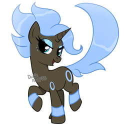 Size: 2000x2000 | Tagged: safe, artist:dixieadopts, oc, oc only, oc:portal spy, pony, umbreon, unicorn, body markings, cyan eyes, eyeshadow, female, freckles, gradient mane, gradient tail, high res, lidded eyes, looking at you, makeup, mare, open mouth, pokémon, raised hoof, shiny pokémon, shiny umbreon, simple background, smiling, solo, standing on two hooves, tail, transparent background, turned head