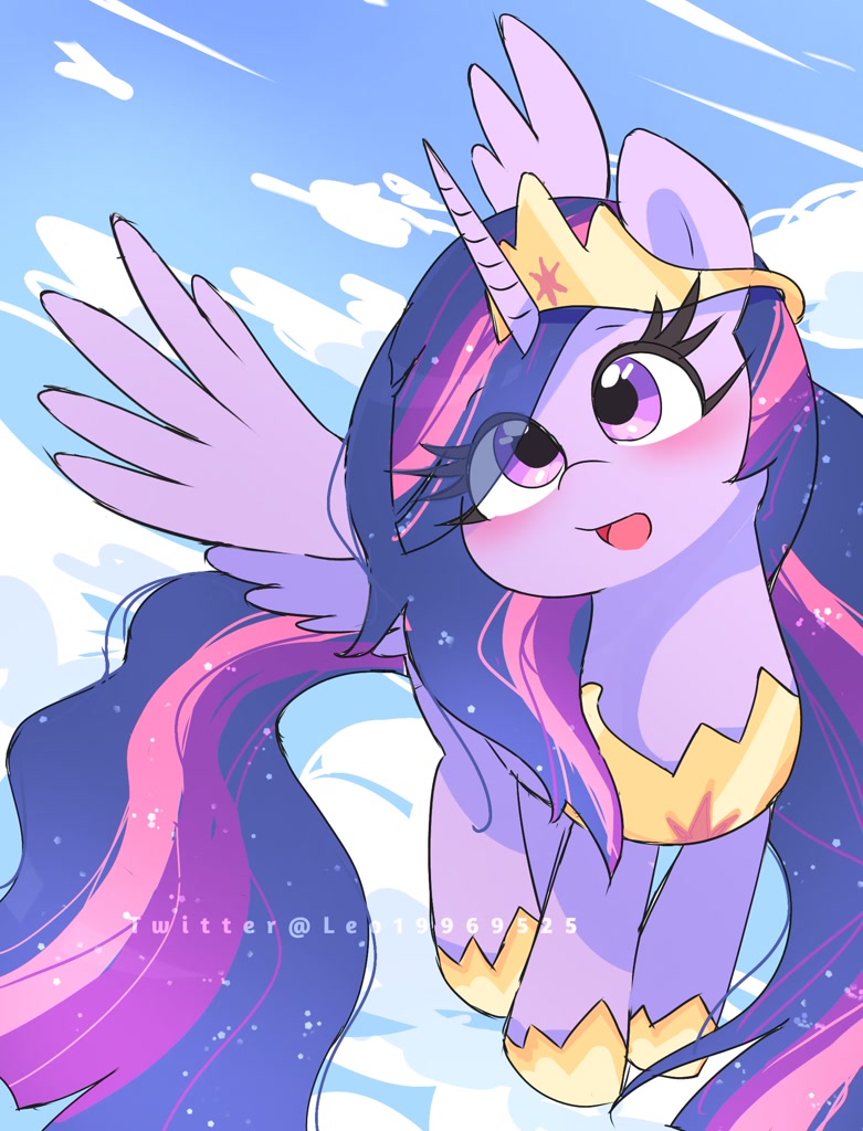 [alicorn,crown,cute,female,flying,horn,jewelry,long mane,mare,older,open mouth,pony,safe,sky,solo,tail,twilight sparkle,wings,long tail,regalia,twiabetes,ethereal mane,starry mane,eye clipping through hair,older twilight,peytral,hoof shoes,spread wings,princess shoes,twilight sparkle (alicorn),ethereal tail,starry tail,the last problem,princess twilight 2.0,artist:leo19969525]