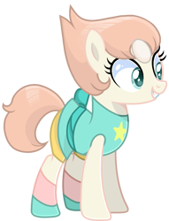 Size: 1381x1807 | Tagged: safe, artist:lavender-bases, artist:muhammad yunus, earth pony, gem (race), gem pony, pony, g4, base used, clothes, crossover, female, gem, grin, happy, mare, pearl, pearl (steven universe), ponified, simple background, smiling, solo, steven universe, teeth, transparent background