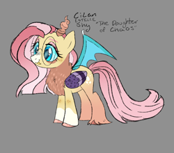 Size: 1840x1619 | Tagged: safe, artist:arodovecaidwa, oc, oc:cilan shy, draconequus, hybrid, pony, female, interspecies offspring, mismatched wings, mlp : true colors, offspring, parent:discord, parent:fluttershy, parents:discoshy, wings