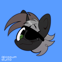 Size: 1000x1000 | Tagged: safe, artist:opossum-stuff, oc, oc only, oc:blinky, pony, unicorn, blue background, eyepatch, simple background, solo