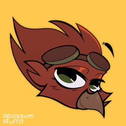 Size: 1000x1000 | Tagged: safe, artist:opossum-stuff, oc, oc only, oc:rydia, griffon, orange background, simple background, solo