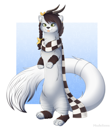 Size: 2836x3269 | Tagged: safe, alternate version, artist:madelinne, oc, oc:sound error, weasel, clothes, high res, jewelry, scarf, socks, solo, tongue out