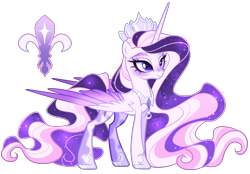 Size: 1745x1214 | Tagged: safe, artist:gihhbloonde, oc, oc only, unnamed oc, alicorn, pony, closed mouth, colored wings, colored wingtips, concave belly, crown, ethereal hair, ethereal mane, ethereal tail, eyeshadow, female, gradient mane, gradient tail, gradient wings, hoof shoes, horn, jewelry, long horn, long mane, long tail, magical lesbian spawn, makeup, mare, multicolored wings, offspring, parent:fleur-de-lis, parent:princess luna, parents:fleur de lune, partially open wings, peytral, princess shoes, purple eyes, regalia, simple background, slender, smiling, solo, standing, starry mane, starry tail, tail, thin, transparent background, wings