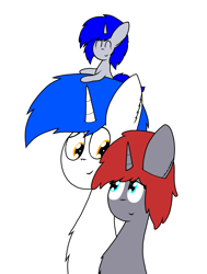 Size: 2619x3464 | Tagged: safe, artist:thunderrainbowshadow, oc, oc only, oc:kolbe, oc:ruby, oc:silver bell, pony, unicorn, colt, father and child, father and son, female, foal, high res, husband and wife, male, mare, mother and child, mother and son, parent:oc:kolbe, parent:oc:ruby, shipping, simple background, stallion, straight, traditional art, trio, white background
