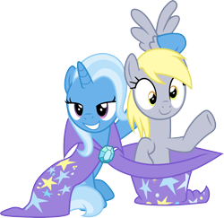 Size: 3000x2921 | Tagged: safe, artist:cloudy glow, derpy hooves, trixie, pegasus, pony, unicorn, a matter of principals, g4, .ai available, duo, duo female, female, high res, mare, simple background, transparent background, vector