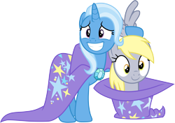 Size: 4251x3000 | Tagged: safe, artist:cloudy glow, derpy hooves, trixie, pegasus, pony, unicorn, a matter of principals, g4, .ai available, duo, duo female, female, horn, mare, nervous, nervous smile, simple background, smiling, toothy grin, transparent background, vector