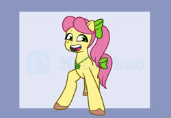 Size: 7472x5128 | Tagged: safe, artist:milkyboo898, posey bloom, earth pony, pony, g5, my little pony: tell your tale, spoiler:g5, absurd resolution, female, front view, mare, open mouth, open smile, pink hair, ponytail, simple background, smiling, solo, white background