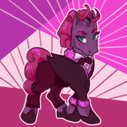 Size: 2048x2048 | Tagged: safe, artist:poniesart, tempest shadow, pony, unicorn, g4, broken horn, clothes, eye scar, facial scar, high res, horn, pants, scar, solo, suit