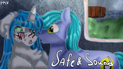 Size: 1920x1080 | Tagged: safe, artist:deadsmoke, oc, oc:kate sanders, oc:snowflake white, comforting, cover, crying, link in description, pmv, rain, scar, window, youtube link