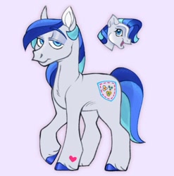 Size: 672x680 | Tagged: safe, artist:partyponypower, denim blue, earth pony, pony, g3, blue eyes, blue hair, colored hooves, hoof heart, lidded eyes, not shining armor, simple background, underhoof, unshorn fetlocks
