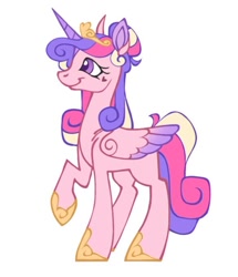 Size: 585x680 | Tagged: safe, artist:partyponypower, princess cadance, alicorn, pony, g4, alternate design, beauty mark, colored wings, crown, gradient wings, jewelry, multicolored hair, redesign, regalia, simple background, white background, wings