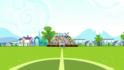 Size: 1920x1080 | Tagged: safe, screencap, blueberry cake, flash sentry, fluttershy, pinkie pie, human, equestria girls, g4, my little pony equestria girls: summertime shorts, steps of pep, cheerleader, clothes, soccer field, socks, wondercolts uniform