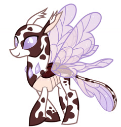 Size: 1280x1339 | Tagged: safe, artist:vi45, oc, oc only, changedling, changeling, g4, coat markings, pinto, purple eyes, purple wings, simple background, solo, vitiligo, white background, wings