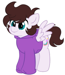 Size: 875x1013 | Tagged: safe, artist:saveraedae, oc, oc only, oc:markey malarkey, pegasus, pony, chubby, clothes, colt, foal, hoodie, male, ponified, show accurate, simple background, solo, teenager, the mark side, transparent background
