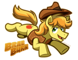 Size: 1276x992 | Tagged: safe, artist:bcpony, braeburn, earth pony, pony, g4, hat, male, simple background, solo, stallion, text, transparent background